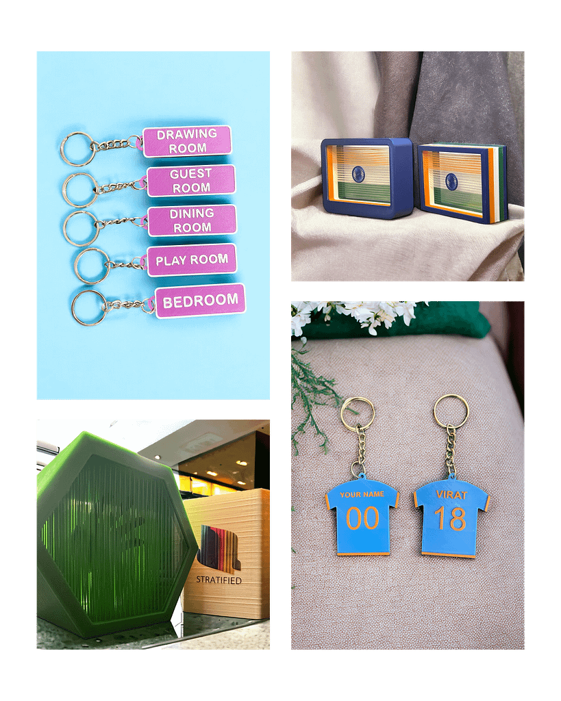 India's Top 3D Printing Service Provider 4 3d printing 3D printed products showing Stratified 3D's capabilities in making personalized & corporate products.